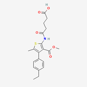 molecular formula C20H23NO5S B4282912 5-{[4-(4-ethylphenyl)-3-(methoxycarbonyl)-5-methyl-2-thienyl]amino}-5-oxopentanoic acid 