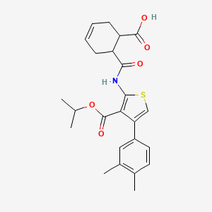 molecular formula C24H27NO5S B4282925 6-({[4-(3,4-dimethylphenyl)-3-(isopropoxycarbonyl)-2-thienyl]amino}carbonyl)-3-cyclohexene-1-carboxylic acid 