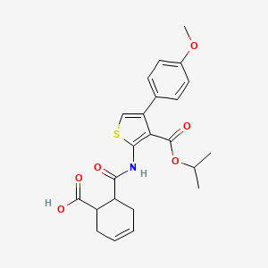 molecular formula C23H25NO6S B4282930 6-({[3-(isopropoxycarbonyl)-4-(4-methoxyphenyl)-2-thienyl]amino}carbonyl)-3-cyclohexene-1-carboxylic acid 