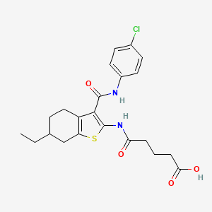 molecular formula C22H25ClN2O4S B4282932 5-[(3-{[(4-chlorophenyl)amino]carbonyl}-6-ethyl-4,5,6,7-tetrahydro-1-benzothien-2-yl)amino]-5-oxopentanoic acid 