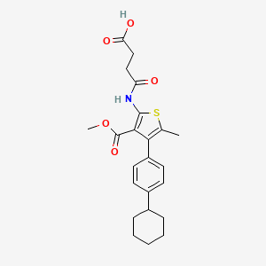 molecular formula C23H27NO5S B4282934 4-{[4-(4-cyclohexylphenyl)-3-(methoxycarbonyl)-5-methyl-2-thienyl]amino}-4-oxobutanoic acid 