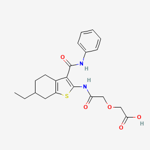 molecular formula C21H24N2O5S B4282936 (2-{[3-(anilinocarbonyl)-6-ethyl-4,5,6,7-tetrahydro-1-benzothien-2-yl]amino}-2-oxoethoxy)acetic acid 