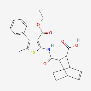 molecular formula C24H25NO5S B4282942 3-({[3-(ethoxycarbonyl)-5-methyl-4-phenyl-2-thienyl]amino}carbonyl)bicyclo[2.2.2]oct-5-ene-2-carboxylic acid 