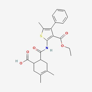 6-{[3-(Ethoxycarbonyl)-5-methyl-4-phenylthiophen-2-yl]carbamoyl}-3,4-dimethylcyclohex-3-ene-1-carboxylic acid