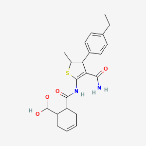 molecular formula C22H24N2O4S B4282963 6-({[3-(aminocarbonyl)-4-(4-ethylphenyl)-5-methyl-2-thienyl]amino}carbonyl)-3-cyclohexene-1-carboxylic acid 