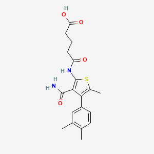 molecular formula C19H22N2O4S B4282969 5-{[3-(aminocarbonyl)-4-(3,4-dimethylphenyl)-5-methyl-2-thienyl]amino}-5-oxopentanoic acid 