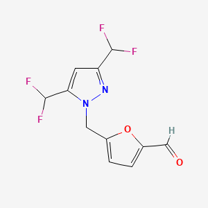 molecular formula C11H8F4N2O2 B4282990 5-{[3,5-bis(difluoromethyl)-1H-pyrazol-1-yl]methyl}-2-furaldehyde 