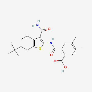 molecular formula C23H32N2O4S B4283000 6-({[3-(aminocarbonyl)-6-tert-butyl-4,5,6,7-tetrahydro-1-benzothien-2-yl]amino}carbonyl)-3,4-dimethyl-3-cyclohexene-1-carboxylic acid 