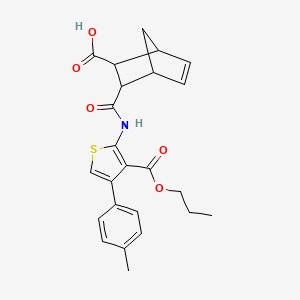 molecular formula C24H25NO5S B4283002 3-({[4-(4-methylphenyl)-3-(propoxycarbonyl)-2-thienyl]amino}carbonyl)bicyclo[2.2.1]hept-5-ene-2-carboxylic acid 
