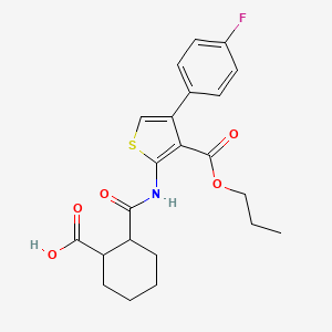 molecular formula C22H24FNO5S B4283010 2-({[4-(4-fluorophenyl)-3-(propoxycarbonyl)-2-thienyl]amino}carbonyl)cyclohexanecarboxylic acid 