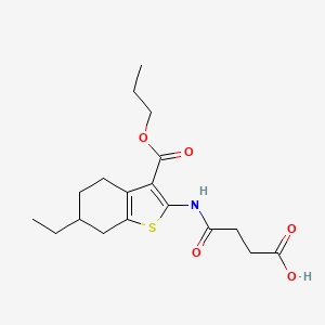 molecular formula C18H25NO5S B4283017 4-{[6-ethyl-3-(propoxycarbonyl)-4,5,6,7-tetrahydro-1-benzothien-2-yl]amino}-4-oxobutanoic acid 
