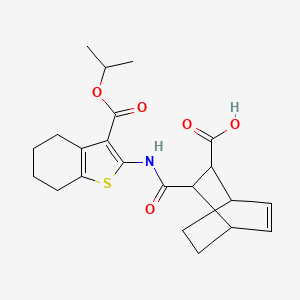 molecular formula C22H27NO5S B4283019 3-({[3-(isopropoxycarbonyl)-4,5,6,7-tetrahydro-1-benzothien-2-yl]amino}carbonyl)bicyclo[2.2.2]oct-5-ene-2-carboxylic acid 