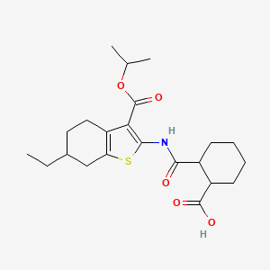 molecular formula C22H31NO5S B4283027 2-({[6-ethyl-3-(isopropoxycarbonyl)-4,5,6,7-tetrahydro-1-benzothien-2-yl]amino}carbonyl)cyclohexanecarboxylic acid 