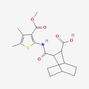 molecular formula C18H23NO5S B4283033 3-({[3-(methoxycarbonyl)-4,5-dimethyl-2-thienyl]amino}carbonyl)bicyclo[2.2.2]octane-2-carboxylic acid 