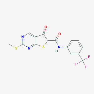 molecular formula C15H10F3N3O2S2 B428310 2-(methylsulfanyl)-5-oxo-N-[3-(trifluoromethyl)phenyl]-5,6-dihydrothieno[2,3-d]pyrimidine-6-carboxamide 