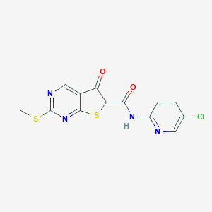 molecular formula C13H9ClN4O2S2 B428311 N-(5-chloro-2-pyridinyl)-2-(methylsulfanyl)-5-oxo-5,6-dihydrothieno[2,3-d]pyrimidine-6-carboxamide 