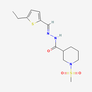 molecular formula C14H21N3O3S2 B4283123 N'-[(5-ethyl-2-thienyl)methylene]-1-(methylsulfonyl)-3-piperidinecarbohydrazide 