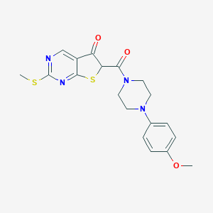 molecular formula C19H20N4O3S2 B428313 6-{[4-(4-methoxyphenyl)-1-piperazinyl]carbonyl}-2-(methylsulfanyl)thieno[2,3-d]pyrimidin-5(6H)-one 