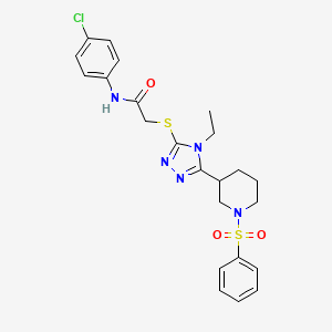 molecular formula C23H26ClN5O3S2 B4283148 N-(4-chlorophenyl)-2-({4-ethyl-5-[1-(phenylsulfonyl)-3-piperidinyl]-4H-1,2,4-triazol-3-yl}thio)acetamide 