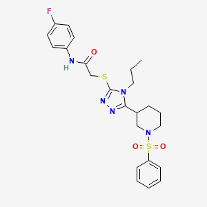 molecular formula C24H28FN5O3S2 B4283156 N-(4-fluorophenyl)-2-({5-[1-(phenylsulfonyl)-3-piperidinyl]-4-propyl-4H-1,2,4-triazol-3-yl}thio)acetamide 