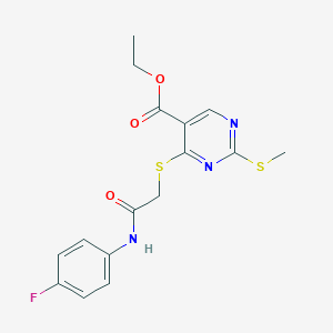 Ethyl 4-{[2-(4-fluoroanilino)-2-oxoethyl]sulfanyl}-2-(methylsulfanyl)-5-pyrimidinecarboxylate