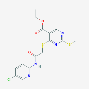 Ethyl 4-({2-[(5-chloro-2-pyridinyl)amino]-2-oxoethyl}sulfanyl)-2-(methylsulfanyl)-5-pyrimidinecarboxylate