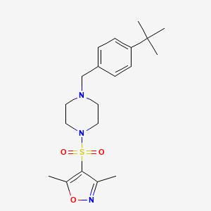 molecular formula C20H29N3O3S B4283185 1-(4-tert-butylbenzyl)-4-[(3,5-dimethyl-4-isoxazolyl)sulfonyl]piperazine 