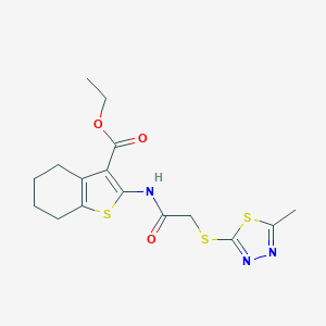 Ethyl 2-[[2-[(5-methyl-1,3,4-thiadiazol-2-yl)sulfanyl]acetyl]amino]-4,5,6,7-tetrahydro-1-benzothiophene-3-carboxylate