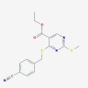 Ethyl 4-[(4-cyanobenzyl)sulfanyl]-2-(methylsulfanyl)-5-pyrimidinecarboxylate