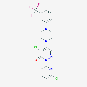 molecular formula C20H16Cl2F3N5O B428323 4-chloro-2-(6-chloro-2-pyridinyl)-5-{4-[3-(trifluoromethyl)phenyl]-1-piperazinyl}-3(2H)-pyridazinone 