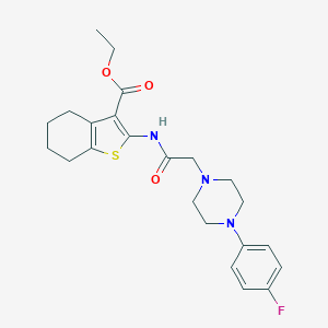 molecular formula C23H28FN3O3S B428329 Ethyl 2-[[2-[4-(4-fluorophenyl)piperazin-1-yl]acetyl]amino]-4,5,6,7-tetrahydro-1-benzothiophene-3-carboxylate CAS No. 496777-63-0