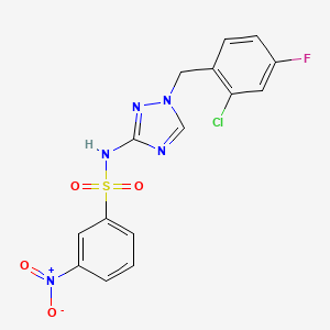 molecular formula C15H11ClFN5O4S B4283364 N-[1-(2-chloro-4-fluorobenzyl)-1H-1,2,4-triazol-3-yl]-3-nitrobenzenesulfonamide 