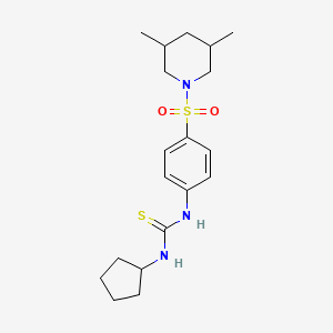 N-cyclopentyl-N'-{4-[(3,5-dimethyl-1-piperidinyl)sulfonyl]phenyl}thiourea
