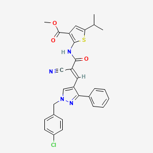 molecular formula C29H25ClN4O3S B4283379 methyl 2-({3-[1-(4-chlorobenzyl)-3-phenyl-1H-pyrazol-4-yl]-2-cyanoacryloyl}amino)-5-isopropyl-3-thiophenecarboxylate 