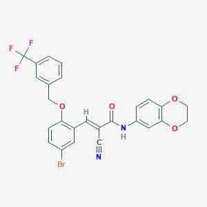 3-(5-bromo-2-{[3-(trifluoromethyl)benzyl]oxy}phenyl)-2-cyano-N-(2,3-dihydro-1,4-benzodioxin-6-yl)acrylamide