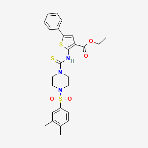 molecular formula C26H29N3O4S3 B4283398 ethyl 2-[({4-[(3,4-dimethylphenyl)sulfonyl]-1-piperazinyl}carbonothioyl)amino]-5-phenyl-3-thiophenecarboxylate 