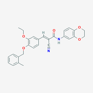 molecular formula C28H26N2O5 B4283401 2-cyano-N-(2,3-dihydro-1,4-benzodioxin-6-yl)-3-{3-ethoxy-4-[(2-methylbenzyl)oxy]phenyl}acrylamide 