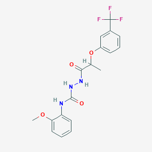 molecular formula C18H18F3N3O4 B4283414 N-(2-methoxyphenyl)-2-{2-[3-(trifluoromethyl)phenoxy]propanoyl}hydrazinecarboxamide 