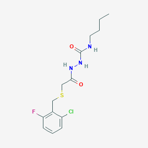 molecular formula C14H19ClFN3O2S B4283422 N-butyl-2-{[(2-chloro-6-fluorobenzyl)thio]acetyl}hydrazinecarboxamide 