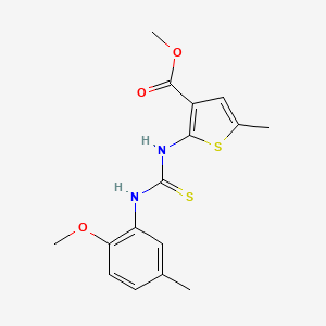 molecular formula C16H18N2O3S2 B4283432 methyl 2-({[(2-methoxy-5-methylphenyl)amino]carbonothioyl}amino)-5-methyl-3-thiophenecarboxylate 
