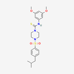 molecular formula C23H31N3O4S2 B4283436 N-(3,5-dimethoxyphenyl)-4-[(4-isobutylphenyl)sulfonyl]-1-piperazinecarbothioamide 