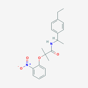 molecular formula C20H24N2O4 B4283505 N-[1-(4-ethylphenyl)ethyl]-2-methyl-2-(2-nitrophenoxy)propanamide 