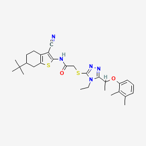 molecular formula C29H37N5O2S2 B4283515 N-(6-tert-butyl-3-cyano-4,5,6,7-tetrahydro-1-benzothien-2-yl)-2-({5-[1-(2,3-dimethylphenoxy)ethyl]-4-ethyl-4H-1,2,4-triazol-3-yl}thio)acetamide 