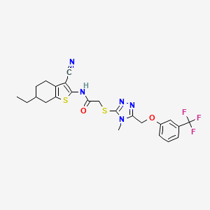 molecular formula C24H24F3N5O2S2 B4283535 N-(3-cyano-6-ethyl-4,5,6,7-tetrahydro-1-benzothien-2-yl)-2-[(4-methyl-5-{[3-(trifluoromethyl)phenoxy]methyl}-4H-1,2,4-triazol-3-yl)thio]acetamide 
