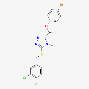 molecular formula C18H16BrCl2N3OS B4283539 3-[1-(4-bromophenoxy)ethyl]-5-[(3,4-dichlorobenzyl)thio]-4-methyl-4H-1,2,4-triazole 