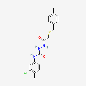 molecular formula C18H20ClN3O2S B4283556 N-(3-chloro-4-methylphenyl)-2-{[(4-methylbenzyl)thio]acetyl}hydrazinecarboxamide 