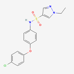 molecular formula C17H16ClN3O3S B4283558 N-[4-(4-chlorophenoxy)phenyl]-1-ethyl-1H-pyrazole-4-sulfonamide 