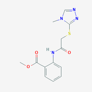 molecular formula C13H14N4O3S B428358 methyl 2-({[(4-methyl-4H-1,2,4-triazol-3-yl)sulfanyl]acetyl}amino)benzoate CAS No. 502492-16-2