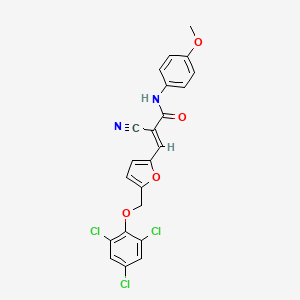 molecular formula C22H15Cl3N2O4 B4283593 2-cyano-N-(4-methoxyphenyl)-3-{5-[(2,4,6-trichlorophenoxy)methyl]-2-furyl}acrylamide 