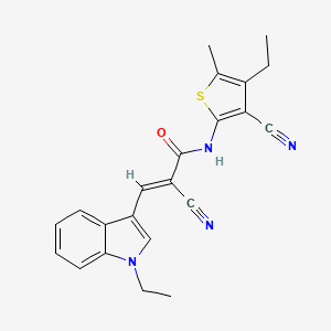 molecular formula C22H20N4OS B4283605 2-cyano-N-(3-cyano-4-ethyl-5-methyl-2-thienyl)-3-(1-ethyl-1H-indol-3-yl)acrylamide 